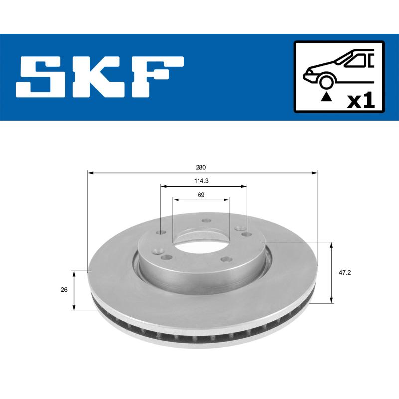 Jeu de 2 disques de frein avant SKF VKBD 81089 V1 - Visuel 1