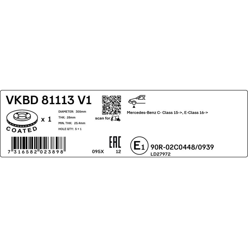 Jeu de 2 disques de frein avant SKF VKBD 81113 V1 - Visuel 2