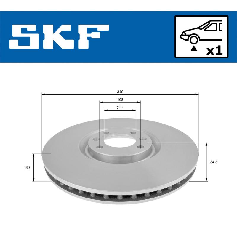 Jeu de 2 disques de frein avant SKF VKBD 81219 V1 - Visuel 1