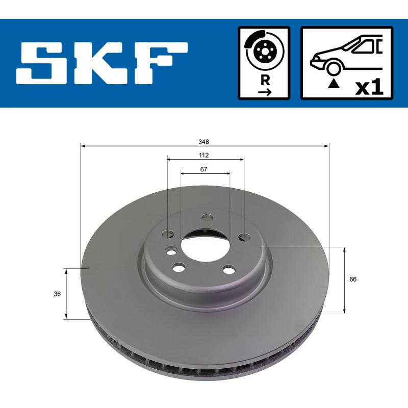 Disque de frein avant droit SKF VKBD 81244 V1 - Visuel 1