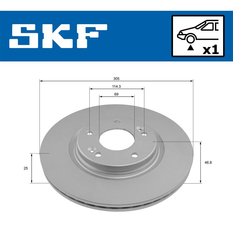 Jeu de 2 disques de frein avant SKF VKBD 81296 V1 - Visuel 1
