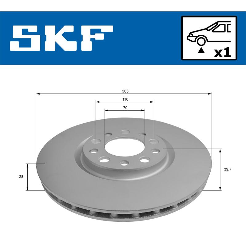 Jeu de 2 disques de frein avant SKF VKBD 81301 V1 - Visuel 1