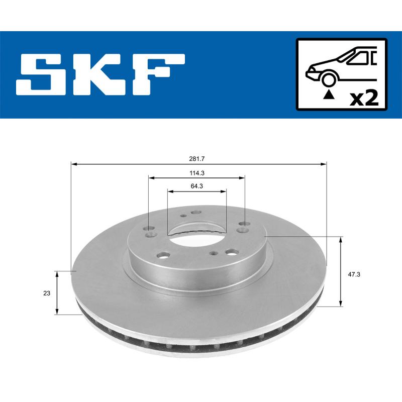Jeu de 2 disques de frein avant SKF VKBD 81302 V2 - Visuel 1
