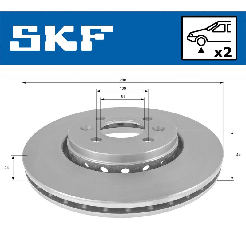 Jeu de 2 disques de frein avant SKF VKBD 81321 V2 - Visuel 1
