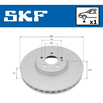 Jeu de 2 disques de frein avant SKF VKBD 81334 V1 pour MAZDA 323 E 300 - 245cv