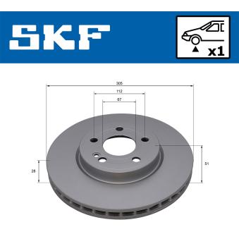 Jeu de 2 disques de frein avant SKF [VKBD 81382 V1]