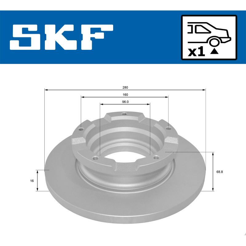 Jeu de 2 disques de frein arrière SKF VKBD 90045 S1 - Visuel 1