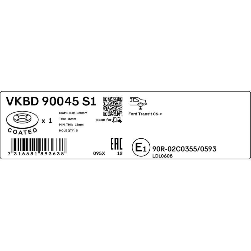 Jeu de 2 disques de frein arrière SKF VKBD 90045 S1 - Visuel 2