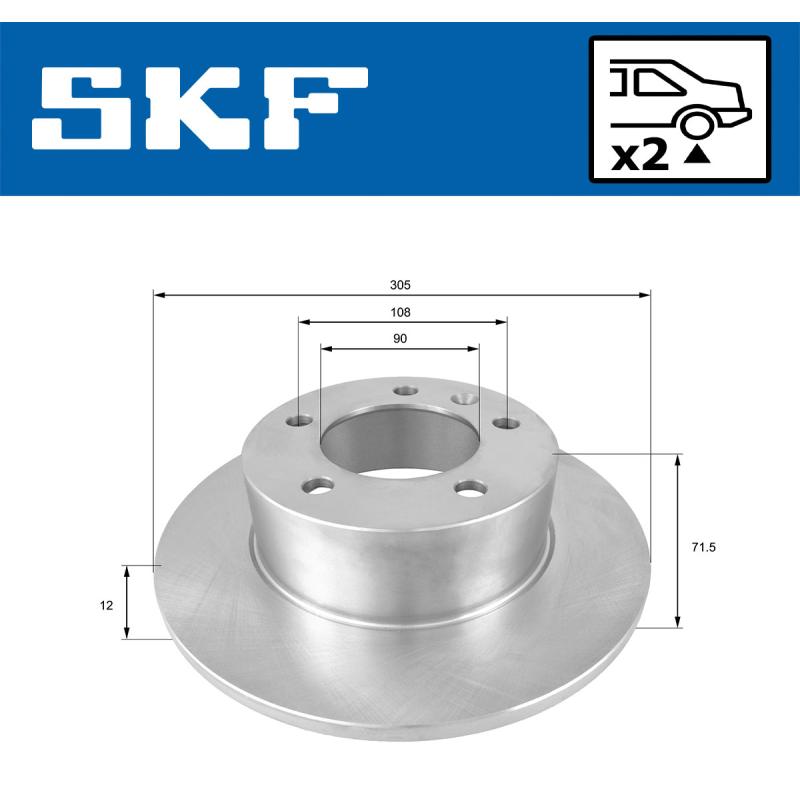 Jeu de 2 disques de frein arrière SKF VKBD 90048 S2 - Visuel 1