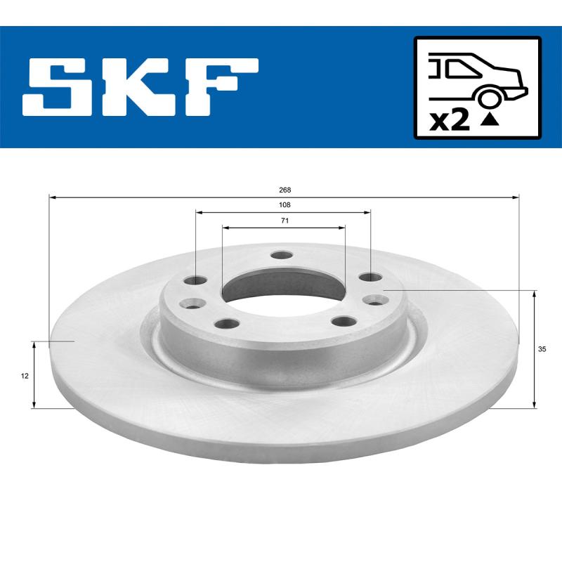 Jeu de 2 disques de frein arrière SKF VKBD 90087 S2 - Visuel 1