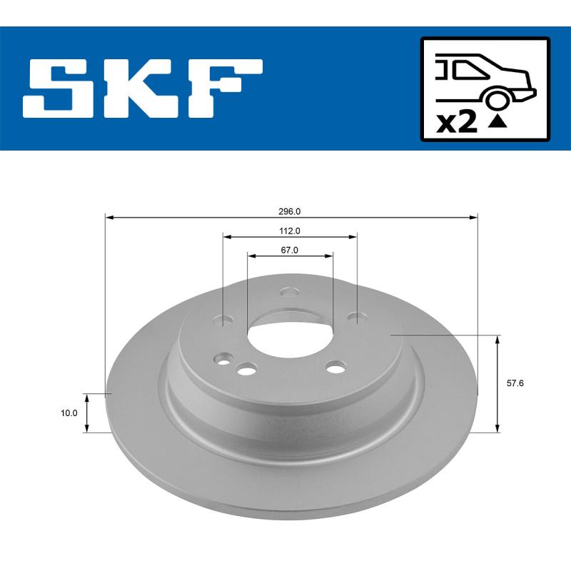 Jeu de 2 disques de frein arrière SKF VKBD 90097 S2 - Visuel 1