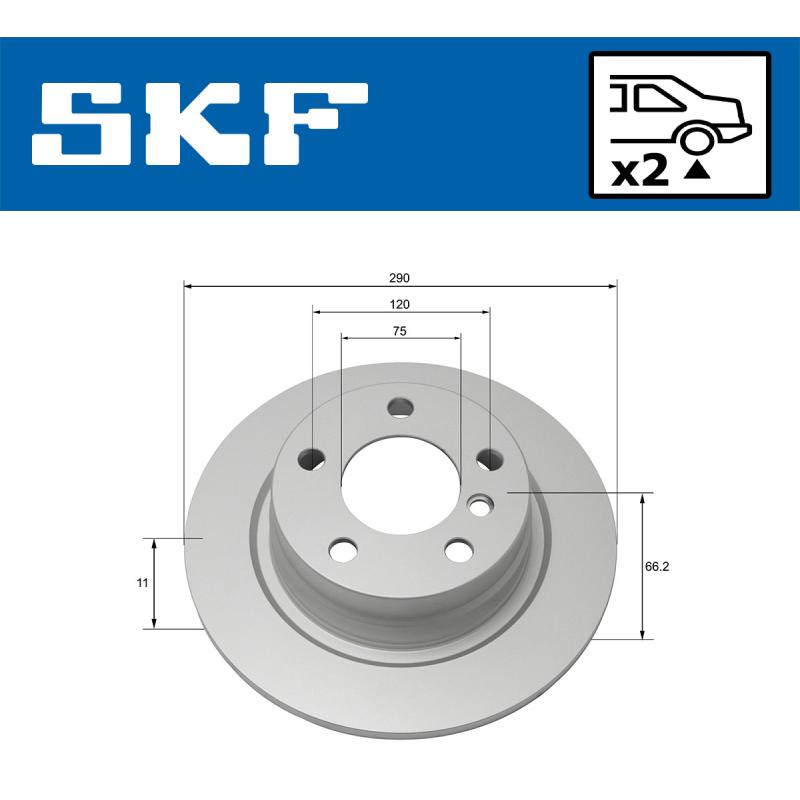 Jeu de 2 disques de frein arrière SKF VKBD 90107 S2 - Visuel 1