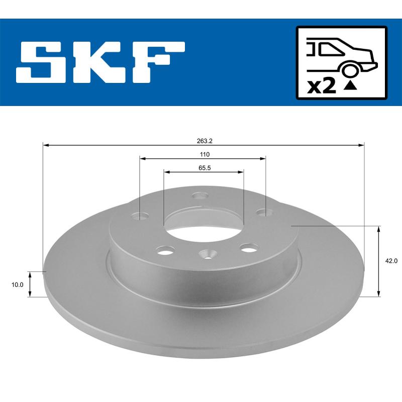 Jeu de 2 disques de frein arrière SKF VKBD 90115 S2 - Visuel 1
