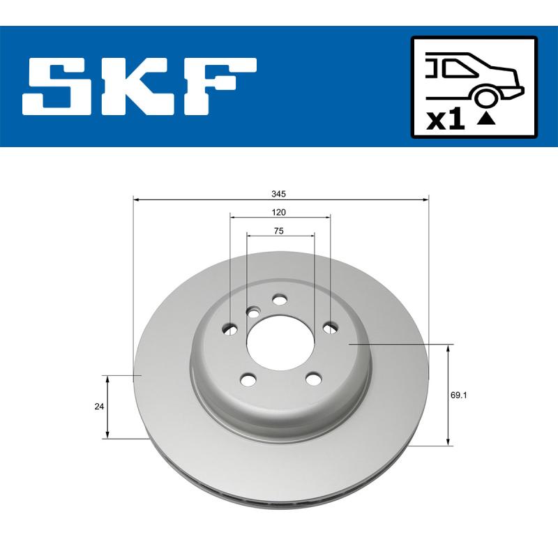 Jeu de 2 disques de frein arrière SKF VKBD 90162 V1 - Visuel 1