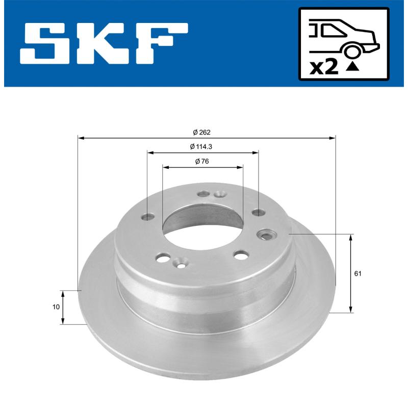 Jeu de 2 disques de frein arrière SKF VKBD 90186 S2 - Visuel 1