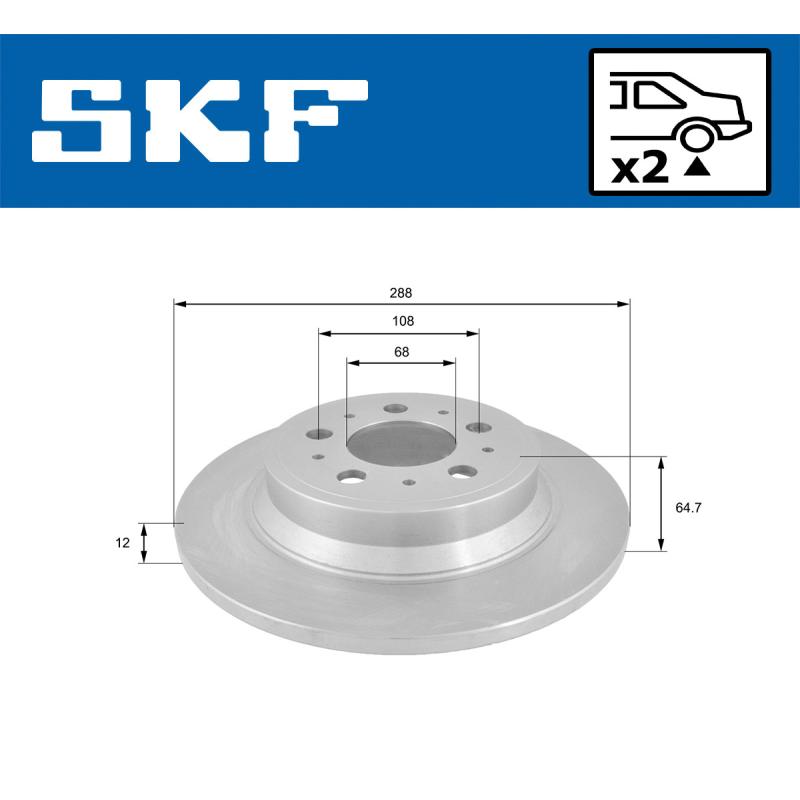 Jeu de 2 disques de frein arrière SKF VKBD 90202 S2 - Visuel 1