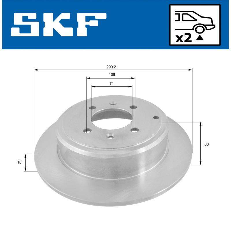 Jeu de 2 disques de frein arrière SKF VKBD 90238 S2 - Visuel 1