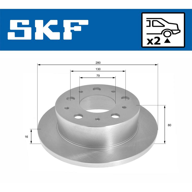Jeu de 2 disques de frein arrière SKF VKBD 90240 S2 - Visuel 1