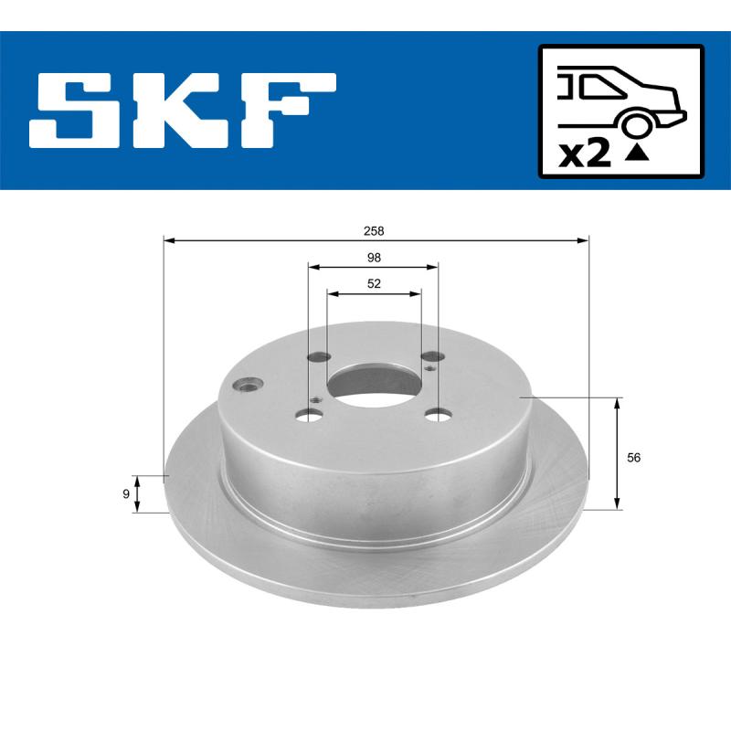Jeu de 2 disques de frein arrière SKF VKBD 90251 S2 - Visuel 1
