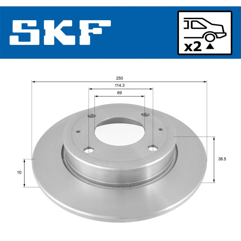 Jeu de 2 disques de frein arrière SKF VKBD 90285 S2 - Visuel 1