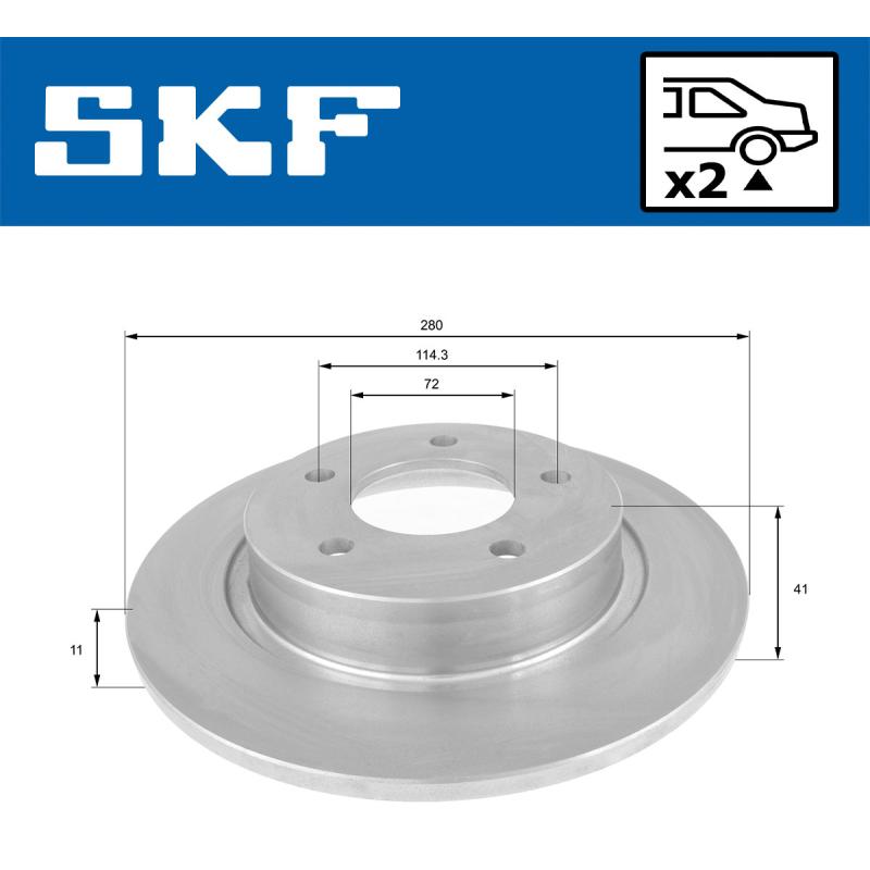 Jeu de 2 disques de frein arrière SKF VKBD 90303 S2 - Visuel 1