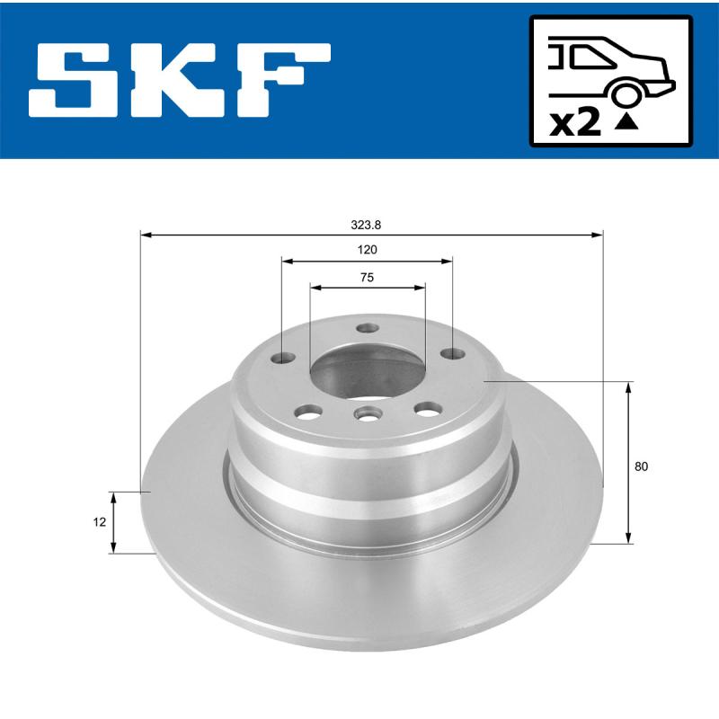 Jeu de 2 disques de frein arrière SKF VKBD 90362 S2 - Visuel 1