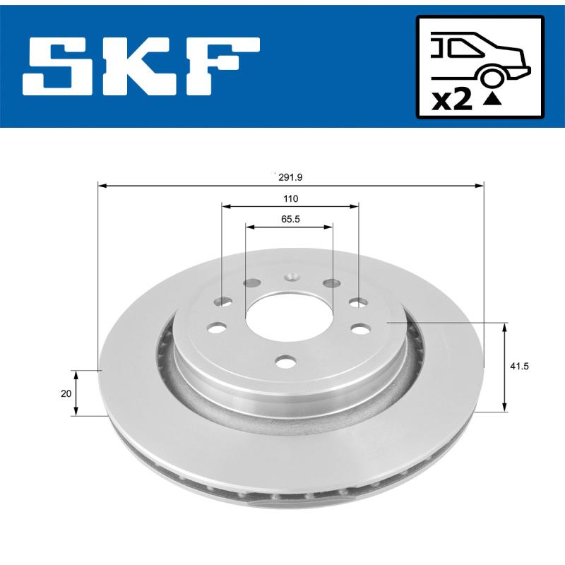 Jeu de 2 disques de frein arrière SKF VKBD 90370 V2 - Visuel 1