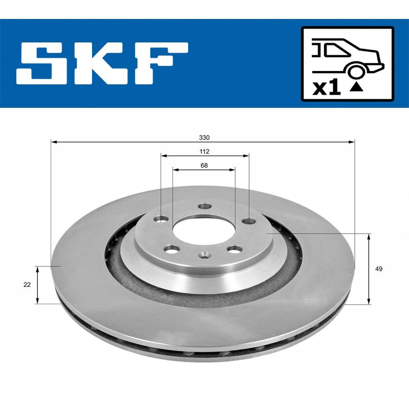 Jeu de 2 disques de frein arrière SKF VKBD 90371 V1 - Visuel 1
