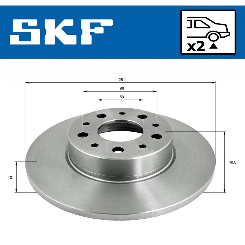 Jeu de 2 disques de frein arrière SKF VKBD 90392 S2 - Visuel 1
