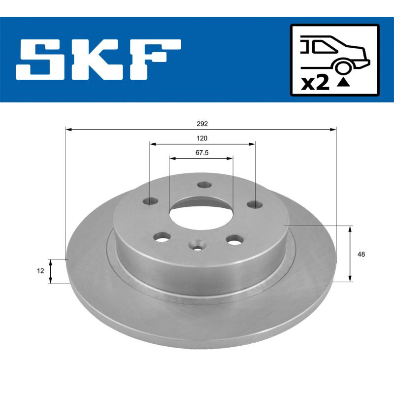 Jeu de 2 disques de frein arrière SKF VKBD 90401 S2 - Visuel 1