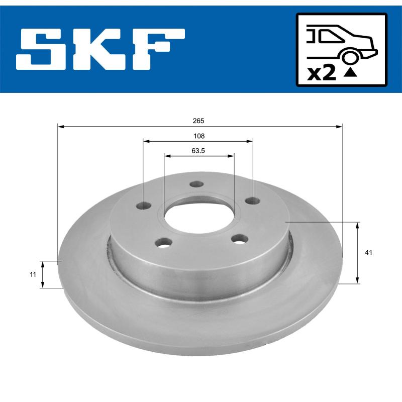 Jeu de 2 disques de frein arrière SKF VKBD 90417 S2 - Visuel 1