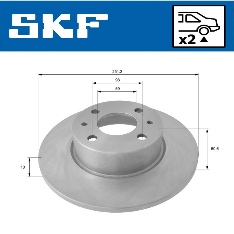 Jeu de 2 disques de frein arrière SKF VKBD 90438 S2 - Visuel 1
