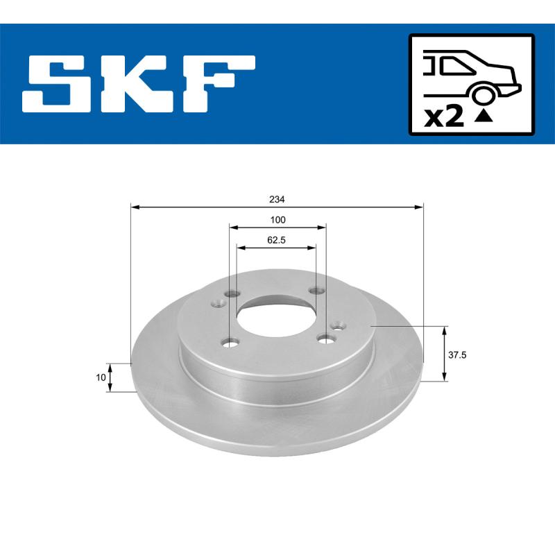 Jeu de 2 disques de frein arrière SKF VKBD 90474 S2 - Visuel 1