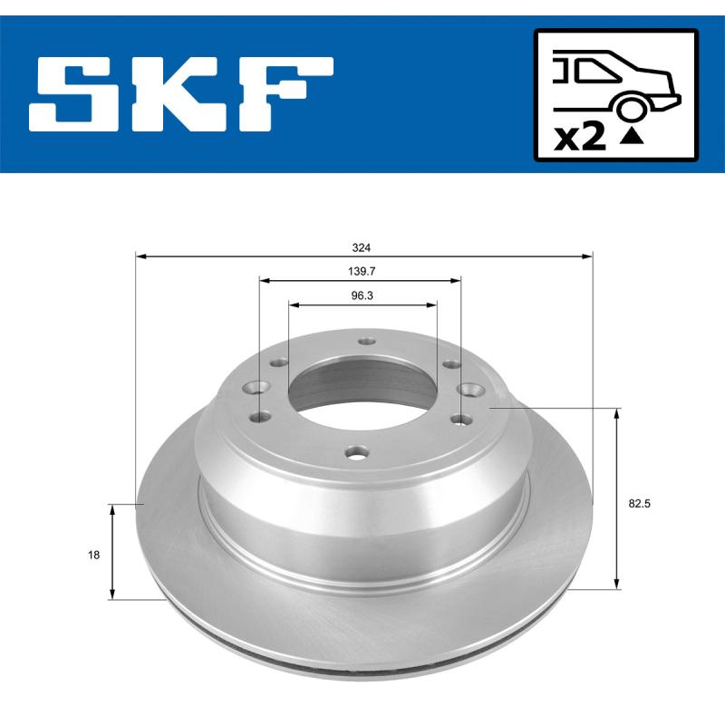 Jeu de 2 disques de frein arrière SKF VKBD 90483 V2 - Visuel 1
