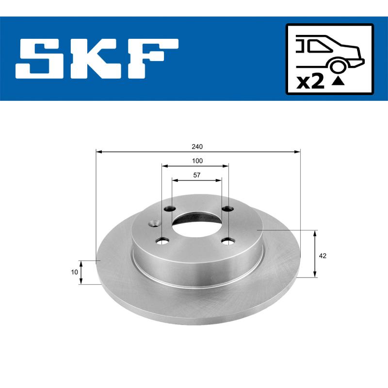 Jeu de 2 disques de frein arrière SKF VKBD 90497 S2 - Visuel 1