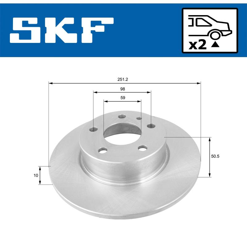Jeu de 2 disques de frein arrière SKF VKBD 90501 S2 - Visuel 1