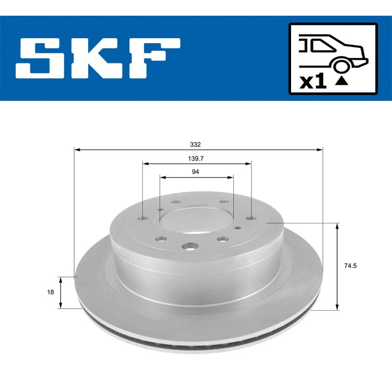 Jeu de 2 disques de frein arrière SKF VKBD 90502 V1 - Visuel 1