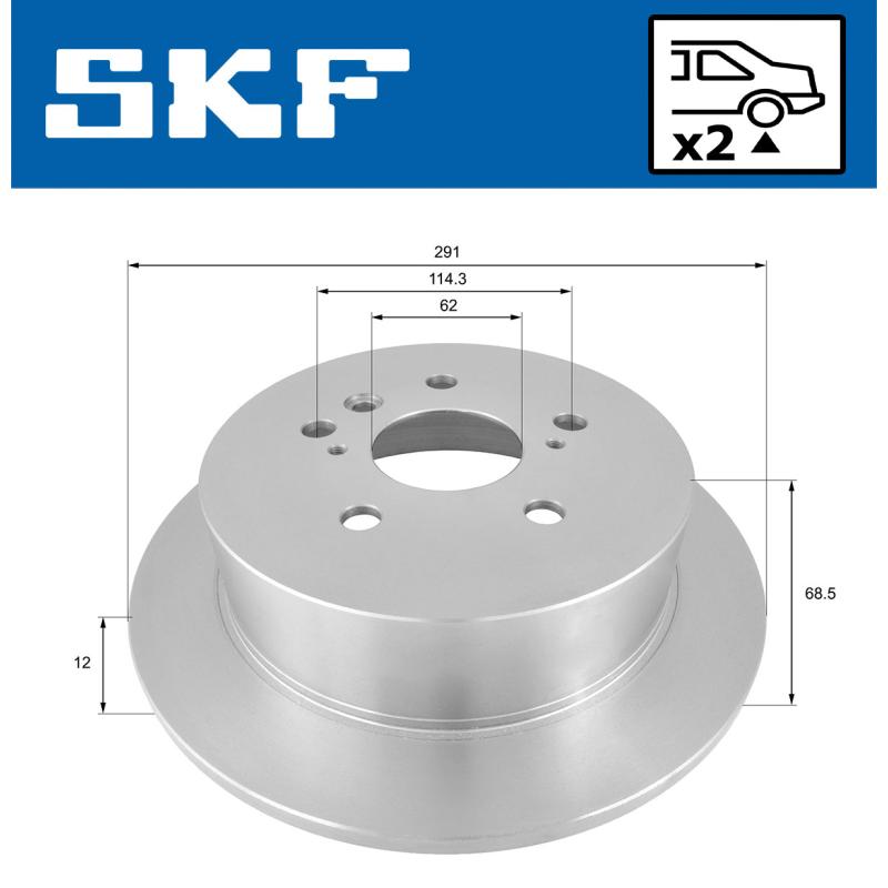 Jeu de 2 disques de frein arrière SKF VKBD 90513 S2 - Visuel 1
