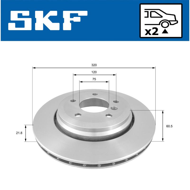 Jeu de 2 disques de frein avant SKF VKBD 90528 V1 - Visuel 1