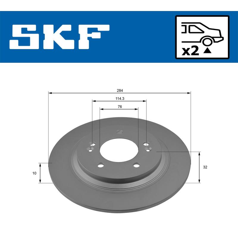 Jeu de 2 disques de frein arrière SKF VKBD 90542 S2 - Visuel 1