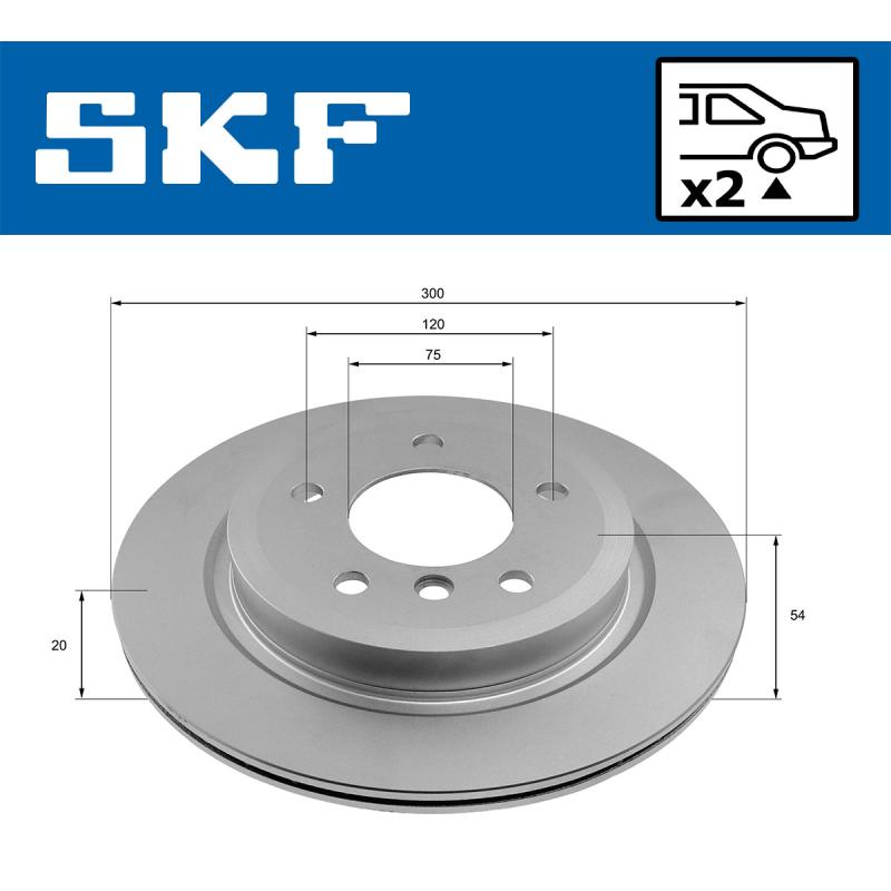 Jeu de 2 disques de frein arrière SKF VKBD 90588 V2 - Visuel 1