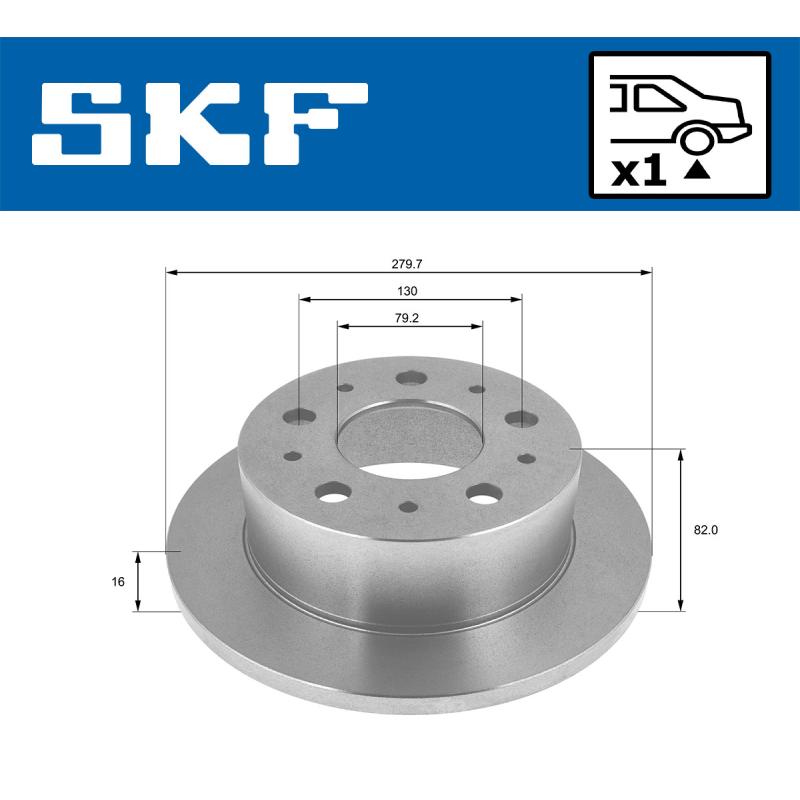 Jeu de 2 disques de frein arrière SKF VKBD 90619 S1 - Visuel 1