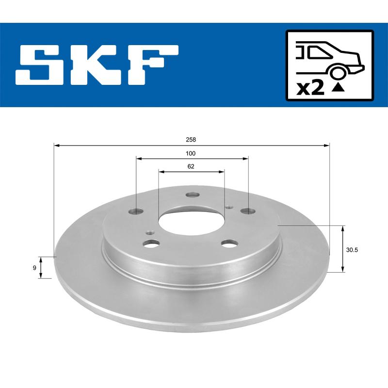 Jeu de 2 disques de frein arrière SKF VKBD 90635 S2 - Visuel 1