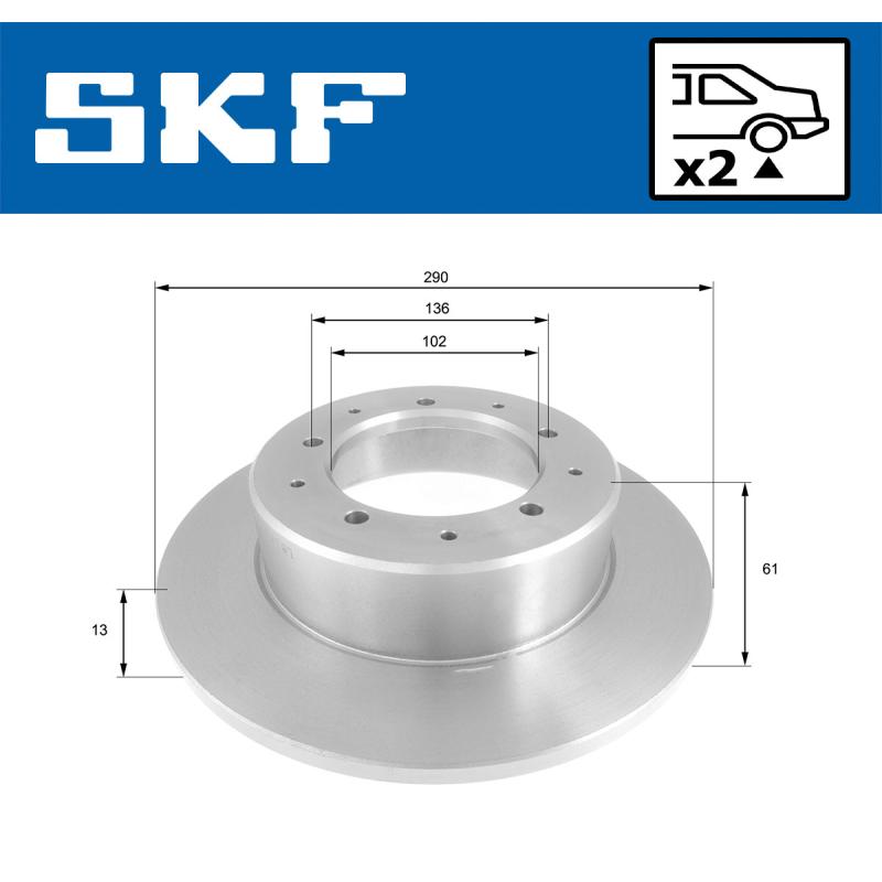 Jeu de 2 disques de frein arrière SKF VKBD 90642 S2 - Visuel 1