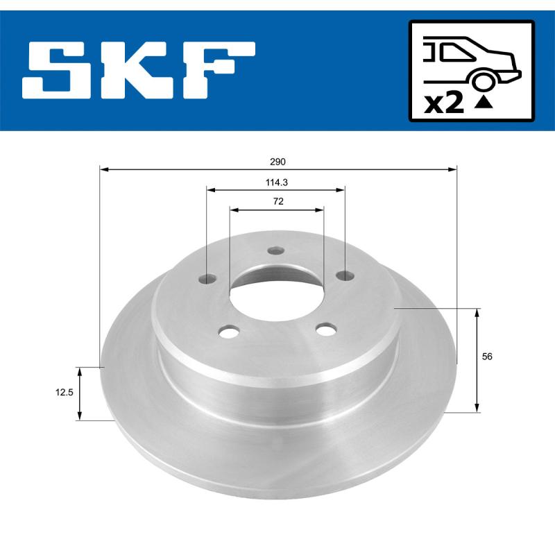 Jeu de 2 disques de frein arrière SKF VKBD 90666 S2 - Visuel 1