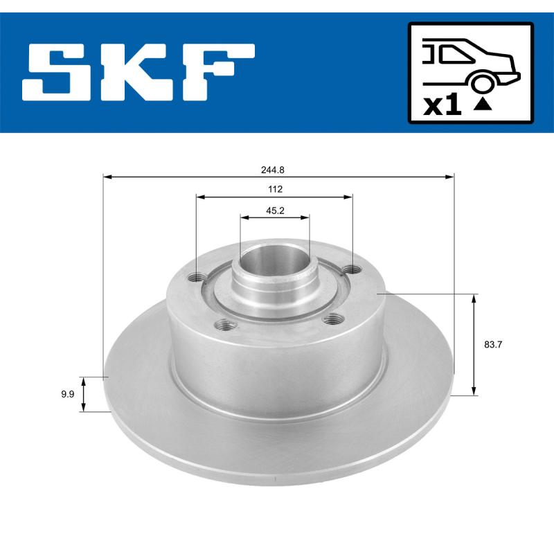 Jeu de 2 disques de frein arrière SKF VKBD 90682 S1 - Visuel 1
