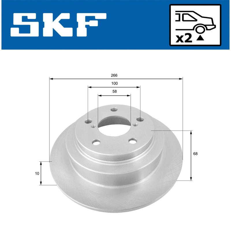 Jeu de 2 disques de frein arrière SKF VKBD 90706 S2 - Visuel 1