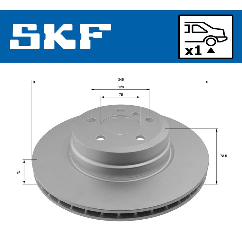 Jeu de 2 disques de frein arrière SKF VKBD 90715 V1 - Visuel 1