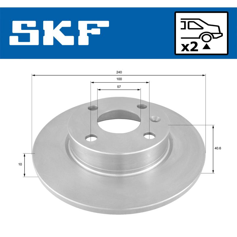 Jeu de 2 disques de frein arrière SKF VKBD 90720 S2 - Visuel 1