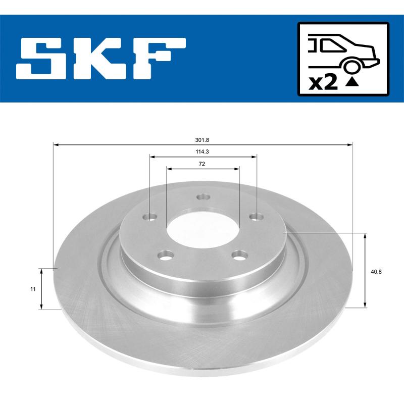 Jeu de 2 disques de frein arrière SKF VKBD 90777 S2 - Visuel 1